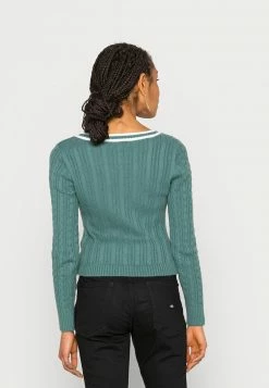 Hollister Co. ICON CABLE V NECK - Strickpullover - Silver Pine/white Tipping | Damen -Hollister Co Verkäufe 2022 01341899040d439eab20806475bb5058
