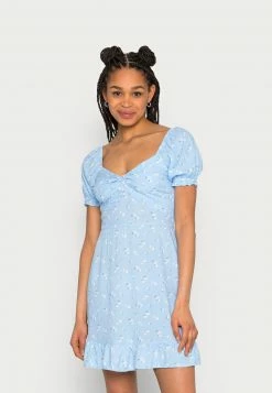 Hollister Co. TWIST SHORT DRESS - Freizeitkleid - Blue Floral | Damen