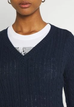 Hollister Co. ICON CABLE V NECK - Strickpullover - Navy | Damen -Hollister Co Verkäufe 2022 02150eef42d040b28d4633f3c559b7cc