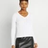 Hollister Co. ICON CABLE V NECK - Strickpullover - White | Damen