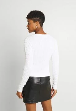 Hollister Co. ICON CABLE V NECK - Strickpullover - White | Damen -Hollister Co Verkäufe 2022 0404973482664a08919cf511cf9dcab4