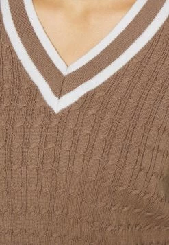 Hollister Co. CROP EASY TIPPED V NECK - Strickpullover - Light Brown | Damen -Hollister Co Verkäufe 2022 082621c491024132a1f8b193a93b772e