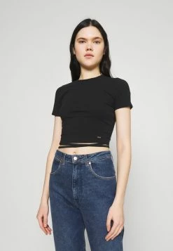 Hollister Co. STRAPPY WRAP TEE - T-Shirt Basic - Black | Damen