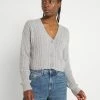 Hollister Co. EASY CROP CARDI - Strickjacke - Grey | Damen