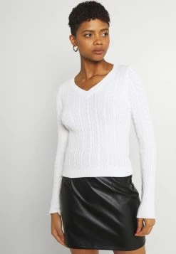 Hollister Co. ICON CABLE V NECK - Strickpullover - White | Damen -Hollister Co Verkäufe 2022 16bd33b83f3543de861d5b684c12e214