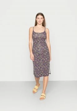 Hollister Co. BARE SLIT MIDI DRESS - Freizeitkleid - Black/multi | Damen