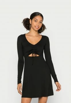 Hollister Co. CUTOUT CINCH FRONT DRESS - Jerseykleid - Black | Damen