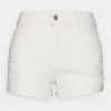 Hollister Co. DESTROY BACK POCKET RAW CUT - Jeans Shorts - White | Damen