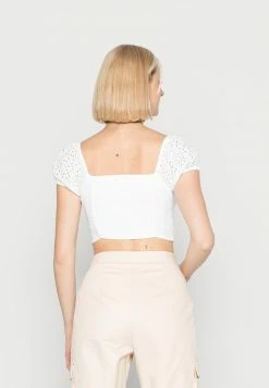 Hollister Co. RUCHED BUST - T-Shirt Print - White Eyelet | Damen -Hollister Co Verkäufe 2022 1e623b3de59141088183f1020889b6bf