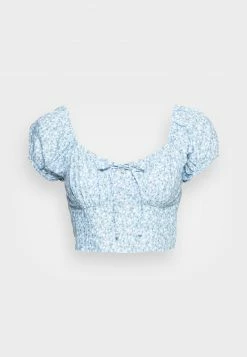 Hollister Co. RUCHED BUST SET TOP - Bluse - Blue/white Floral | Damen -Hollister Co Verkäufe 2022 296fc8d05d674640948f98302abde5af