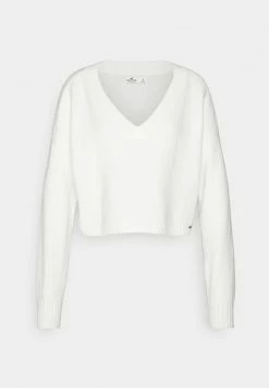 Hollister Co. FABBA V NECK - Strickpullover - White | Damen -Hollister Co Verkäufe 2022 2b5c363ea4084deeb27daf143d379ece
