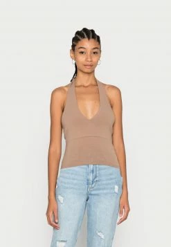 Hollister Co. BARE UNDER BUST SEAM HALTER - Top - Portabella | Damen