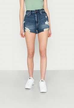 Hollister Co. UHR MOM DARK RAW - Jeans Shorts - Dark Dest | Damen