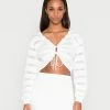 Hollister Co. CROCHET TIE FRONT - Strickpullover - White | Damen -Hollister Co Verkäufe 2022 38a07d35ffaa4841a9454800cd134198