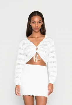 Hollister Co. CROCHET TIE FRONT - Strickpullover - White | Damen