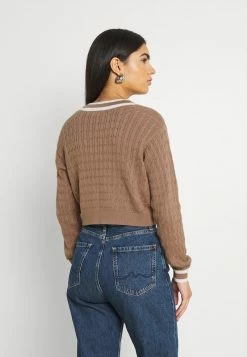 Hollister Co. CROP EASY TIPPED V NECK - Strickpullover - Light Brown | Damen -Hollister Co Verkäufe 2022 44f370c89afe48d99265fdb2e886c139