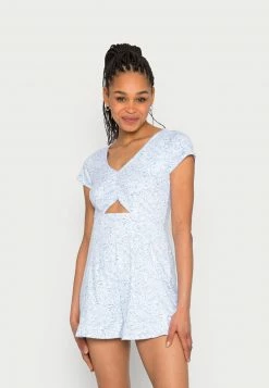 Hollister Co. CUTOUT ROMPER - Jerseykleid - White/blue Paisley | Damen