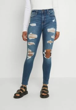 Hollister Co. CURVY MED SHRED - Jeans Skinny Fit - Blue | Damen