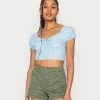 Hollister Co. RUCHED BUST SET TOP - Bluse - Blue/white Floral | Damen