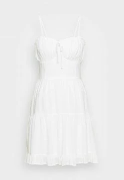 Hollister Co. BARE RUCHED BUST DRESS - Freizeitkleid - White | Damen -Hollister Co Verkäufe 2022 4bdc1516fc634baf8d1adc77b71af508