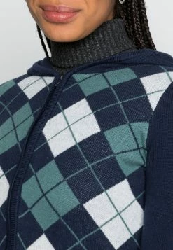 Hollister Co. FULL ZIP CARDIGAN - Strickjacke - Navy/green Argyle | Damen -Hollister Co Verkäufe 2022 5289be277a3943359399763b70e7eacf