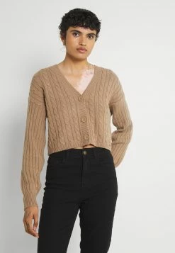 Hollister Co. EASY CROP CARDI - Strickjacke - Light Brown | Damen