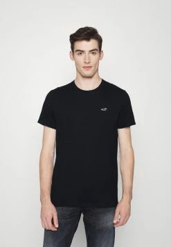 Hollister Co. SEASONAL CREW 7 PACK - T-Shirt Basic - Black | Herren