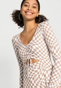 Hollister Co. CUTOUT CINCH FRONT DRESS - Jerseykleid - Check | Damen -Hollister Co Verkäufe 2022 5b08eafc9bb549aab1db1932fbb44696