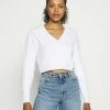 Hollister Co. EASY CROP CARDI - Strickjacke - White | Damen