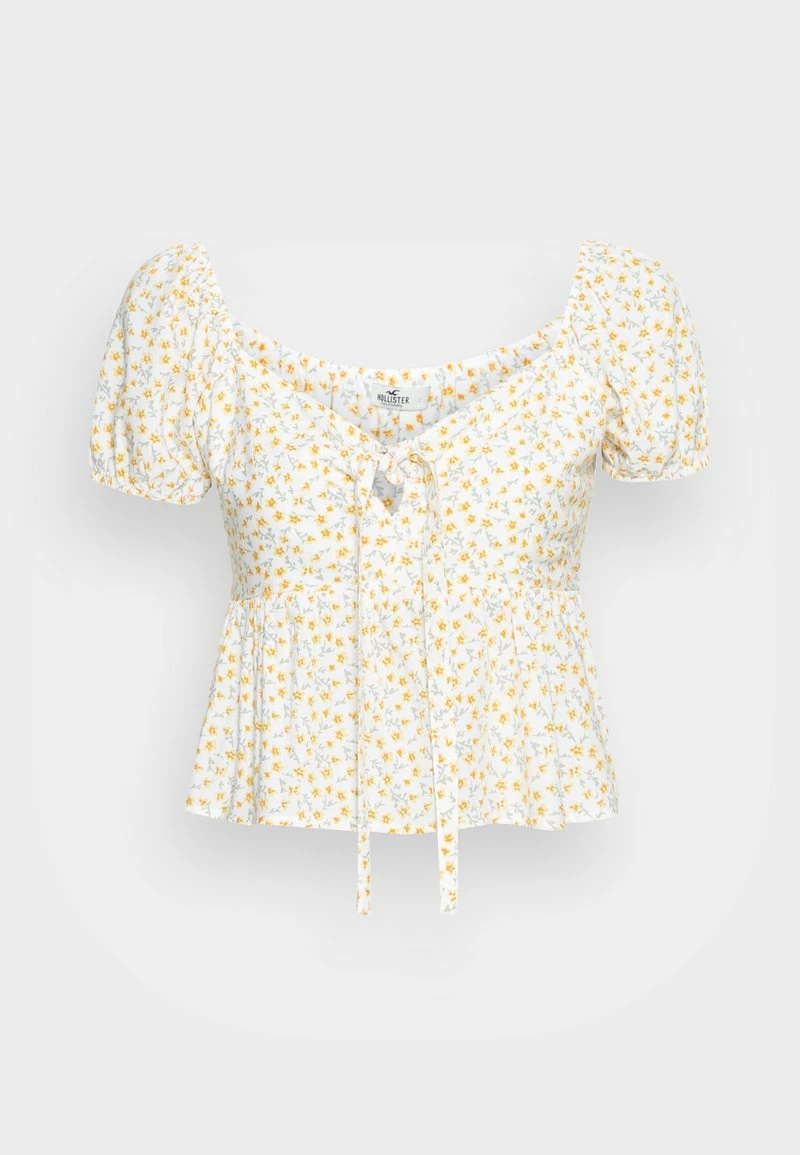 Hollister Co. TIE FRONT BABYDOLL - Bluse - White/yellow | Damen 6 Hollister Co. TIE FRONT BABYDOLL - Bluse - White/yellow | Damen – Bild 4