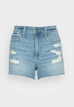 Hollister Co. CURVY MEDIUM DESTROY - Jeans Shorts - Blue Denim | Damen -Hollister Co Verkäufe 2022 67a19c646461435f99c209fcdee41a1b