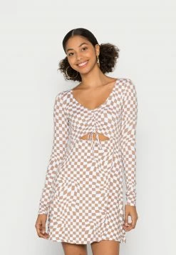 Hollister Co. CUTOUT CINCH FRONT DRESS - Jerseykleid - Check | Damen