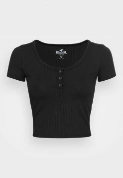 Hollister Co. SEAMLESS SNAP HENLEY - T-Shirt Basic - Casual Black | Damen -Hollister Co Verkäufe 2022 6a2afeaebd0441709d9d02a79e865868