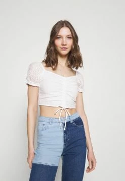 Hollister Co. CINCH TIE - Bluse - White Eyelet | Damen