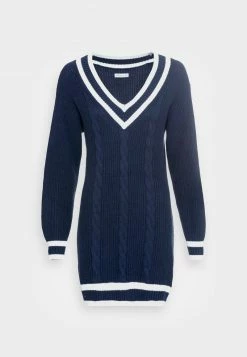 Hollister Co. VARSITY WEBEX DRESS - Strickkleid - Navy With White Tipping | Damen -Hollister Co Verkäufe 2022 7429ba6ce2754a7c95cbd5b5c7b1d585