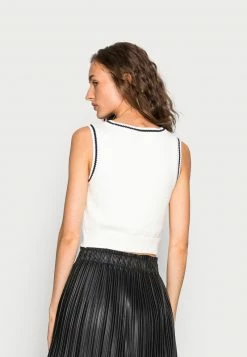 Hollister Co. SLIM CROP VEST - Strickpullover - White Argyle | Damen -Hollister Co Verkäufe 2022 761d5e0a25424aca834f36c2f19bd7ba