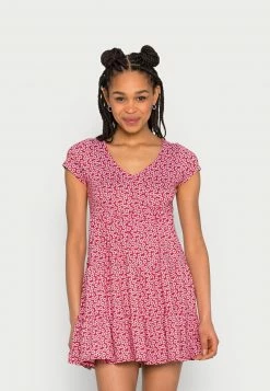 Hollister Co. TIERED SHORT DRESS - Freizeitkleid - Red Ditsy | Damen