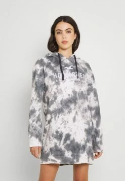 Hollister Co. HOODED LOGO DRESS - Freizeitkleid - Washed Black | Damen