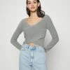 Hollister Co. COSZY WRAP SWEATER - Strickpullover - Grey | Damen -Hollister Co Verkäufe 2022 7c779fd86a6d4574b01f7a6f41aa5e12