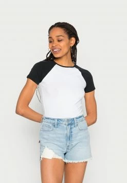 Hollister Co. BASEBALL RINGER - T-Shirt Print - Black/white | Damen