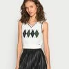Hollister Co. SLIM CROP VEST - Strickpullover - White Argyle | Damen -Hollister Co Verkäufe 2022 800ee9425b3741bb8fec7f3b1db29ae3