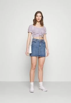 Hollister Co. CINCH TIE - Bluse - White/purple | Damen -Hollister Co Verkäufe 2022 809d6a5c85d443f7917fe249db813942