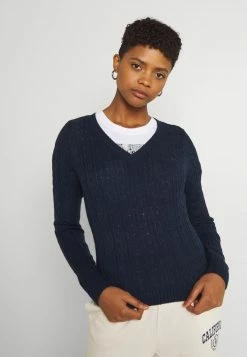 Hollister Co. ICON CABLE V NECK - Strickpullover - Navy | Damen -Hollister Co Verkäufe 2022 817d5a468c0b4266a35dca2355f53fd2