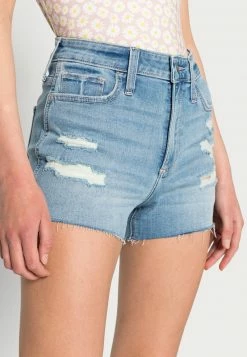 Hollister Co. CURVY MEDIUM DESTROY - Jeans Shorts - Blue Denim | Damen -Hollister Co Verkäufe 2022 857476fe28834a3c877616872c6fd395