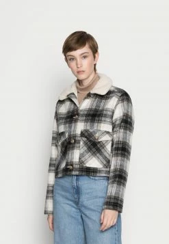 Hollister Co. PLAID CROPPED SHACKET - Übergangsjacke - Black Plaid | Damen