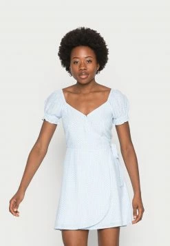 Hollister Co. BEST IS BACK WOVEN WRAP DRESS - Freizeitkleid - Blue Pattern | Damen