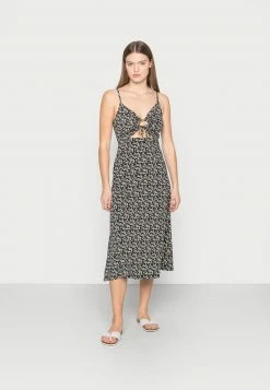 Hollister Co. BARE CUTOUT MIDI DRESS - Jerseykleid - Black/white | Damen