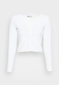 Hollister Co. TEXTURED BUTTON FLYAWAY - Strickjacke - Bright White | Damen -Hollister Co Verkäufe 2022 956b170f68374aaa9ffebb0020807e00