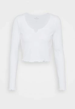 Hollister Co. NOTCH NECK - Langarmshirt - White | Damen -Hollister Co Verkäufe 2022 9992c6778856423d9ecc3a386dfe22d7