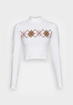 Hollister Co. CROP MOCK - Langarmshirt - White With Argle | Damen -Hollister Co Verkäufe 2022 99ce1b86d20648b5b12d530f677d86ac